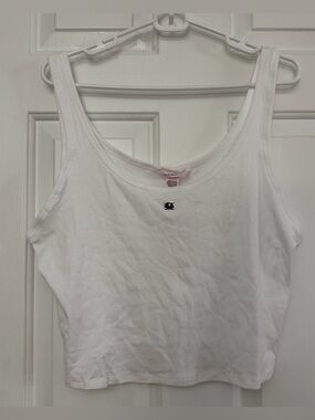 Victoria's Secret White Scoop Neck Cropped Tank Top
